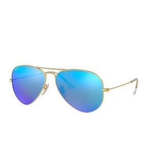 RAY-BAN Aviator Flash Lenses Sunglasses Gold Frame Blue Mirror Lenses